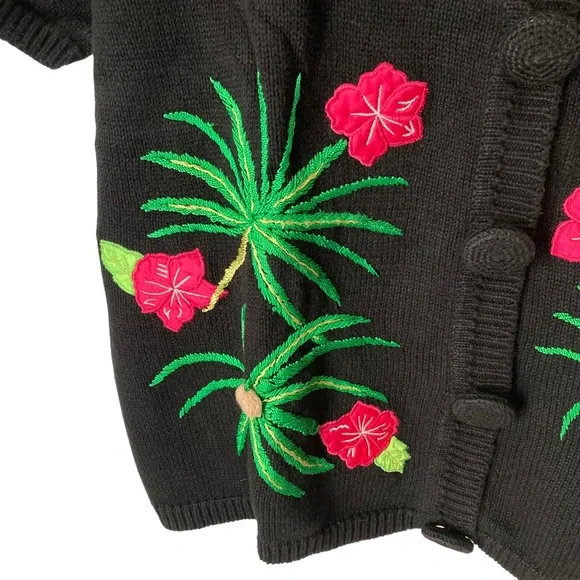 Designers Studio Originals VTG Short Sleeve Knit Palm Flamingo Sweater 1X - Picture 10 of 11